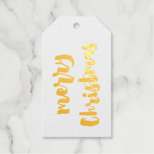 Modern Handwritten Script Merry Christmas Gold Gift Tags