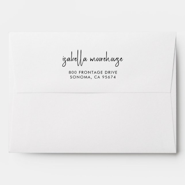 Modern Handwritten Script Name Return Address Envelope (Back (Top Flap))