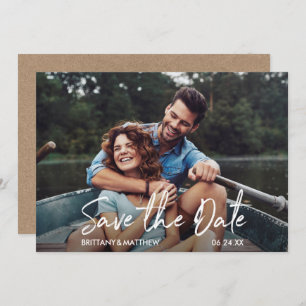 Modern Handwritten Script Photo Kraft Save The Date