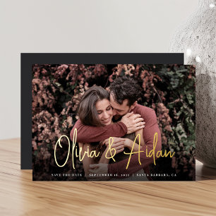 Modern Handwritten Script Photo Save the Date