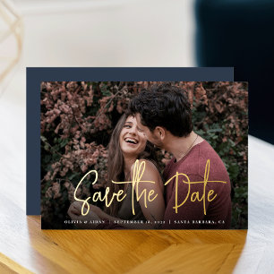 Modern Handwritten Script Photo Save the Date