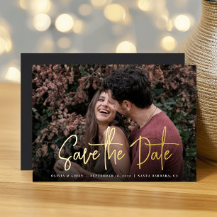 Modern Handwritten Script Photo Save the Date