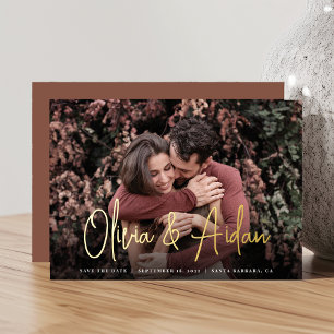 Modern Handwritten Script Photo Save the Date