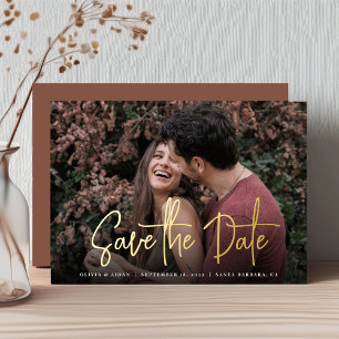 Modern Handwritten Script Photo Save the Date
