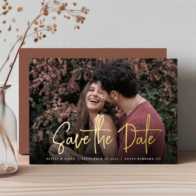 Modern Handwritten Script Photo Save the Date (Creator Uploaded)