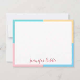Modern Handwritten Script Pink Yellow Blue Green Card