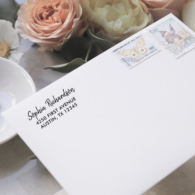 Modern Handwritten Script | Return Address Self-inking Stamp (A simple and minimalist return address stamp with modern handwritten script)