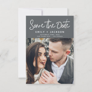 Modern Handwritten Script Save the Date Photo
