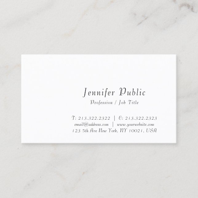 Modern Handwritten Script Simple Design Elegant Business Card (Front)