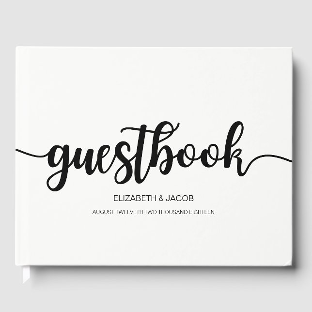 Modern Handwritten Script Wedding Guestbook (Front)