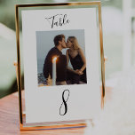 Modern Handwritten Script Wedding Photo Table Number<br><div class="desc">An elegant modern handwritten calligraphy script with photo makes this an excellent addition and keepsake to your wedding table.  Easily personalise with your photo and number(s) of choice.</div>