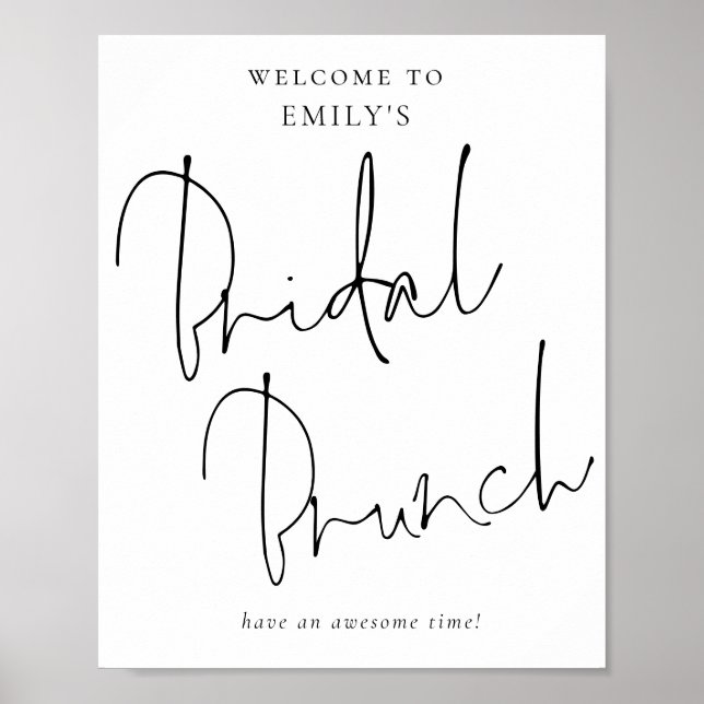 Modern Handwritten Script Welcome to Bridal Brunch Poster (Front)