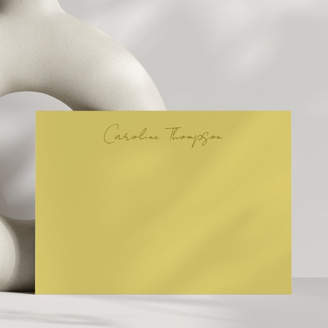 Modern Handwritten Script Yellow Personalised Name Card (Creator Uploaded)