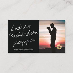Modern Handwritten Silhouette Photographer Business Card