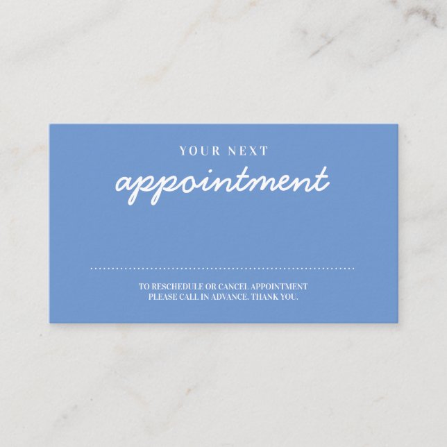  Modern Handwritten Stylish Blue Reminder  Appointment Card (Front)