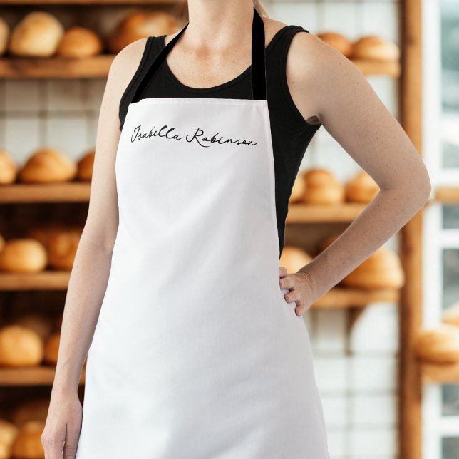 Modern Handwritten Stylish Employee Name Apron (Modern Handwritten Stylish Employee Name Apron)