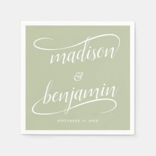 Modern Handwritten Swash Calligraphy Wedding Napkin