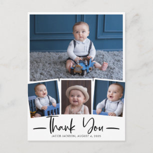 Modern Handwritten Thank You Photo Collage Postcard
