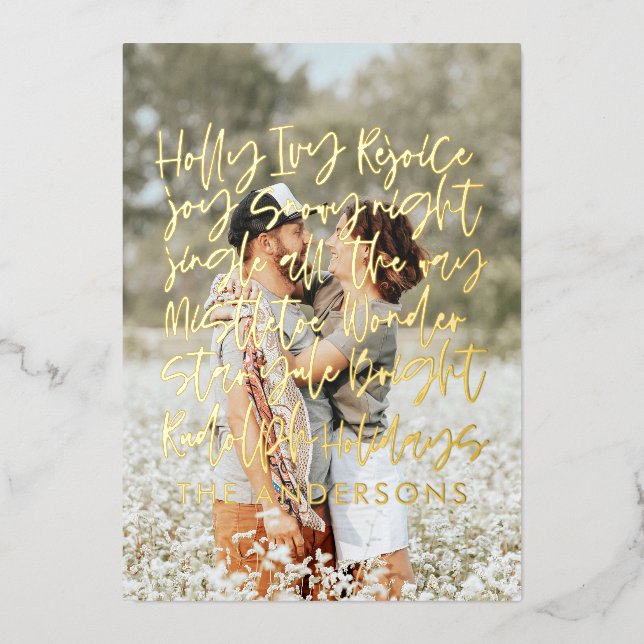 Modern Handwritten typography Holiday Photo Cards (Front)