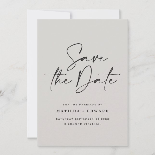 Modern handwritten typography wedding announcement (Front)