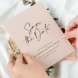 Modern handwritten typography wedding announcement<br><div class="desc">Modern classy typography bold wedding save the date card. With modern,  elegant typography and striped backer design. Tan and black colours can be customised.</div>