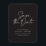 Modern handwritten typography wedding announcement magnet<br><div class="desc">Modern classy typography bold wedding save the date magnet. With modern,  elegant typography and striped backer design. Colours can be customised.</div>