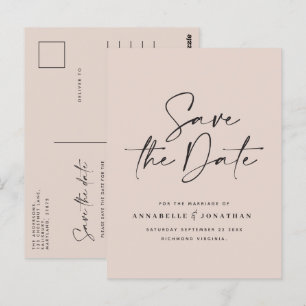 Modern handwritten typography wedding black white postcard