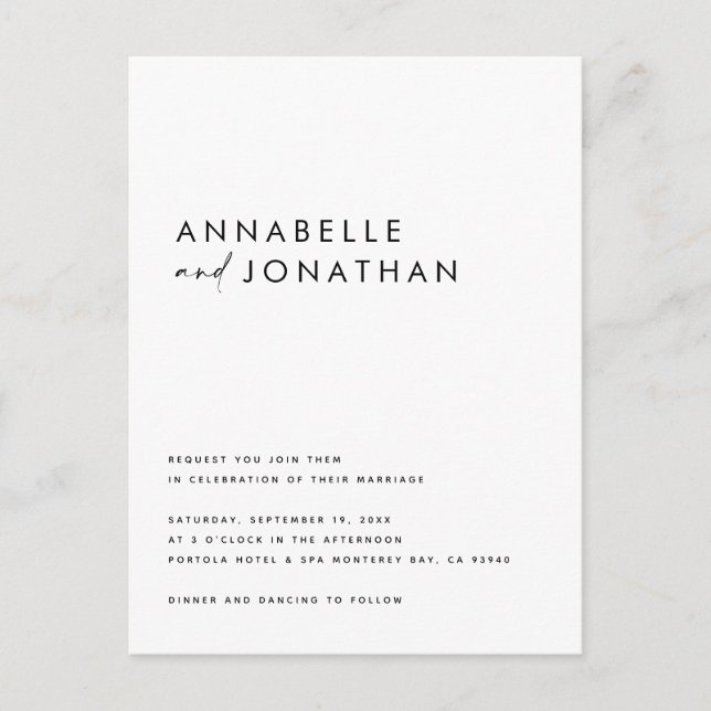 Modern handwritten typography wedding  postcard (Front)