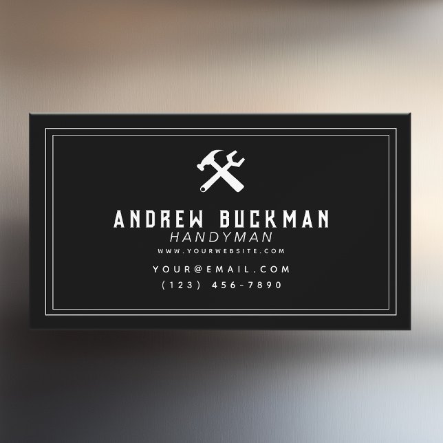 Modern Handyman Carpentry Home Improvement Magnetic Business Card (Creator Uploaded)