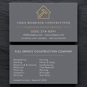 Modern Handyman Construction Business Card