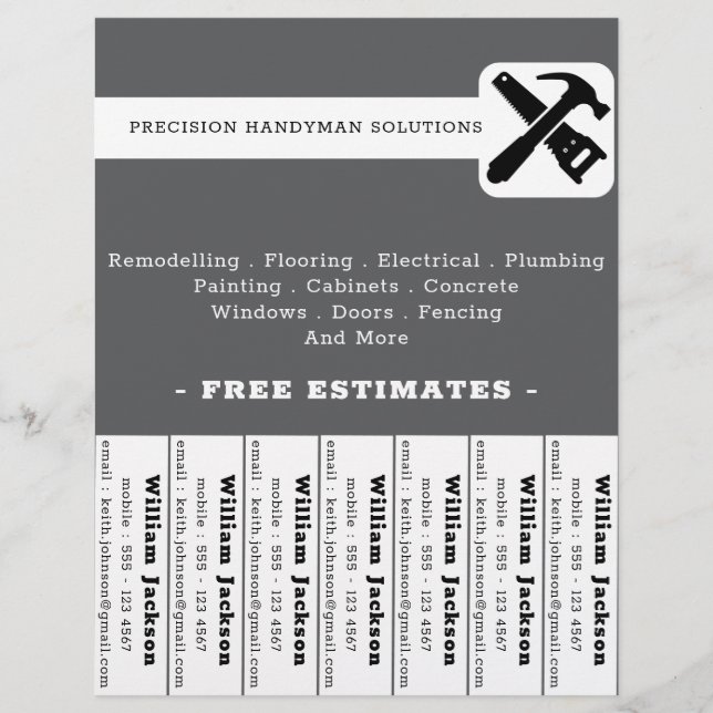 Modern handyman construction custom logo flyer (Front)