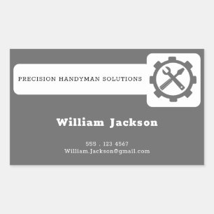 Modern handyman construction custom logo rectangular sticker