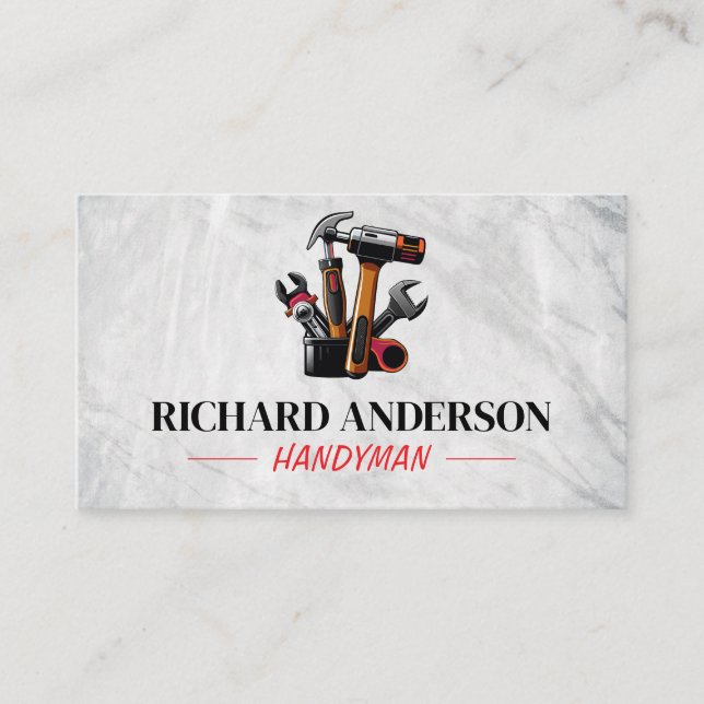 Modern Handyman Tools Home Improvement Service Business Card (Front)