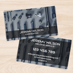 Modern Handyman Woodworker Carpenter Construction Business Card