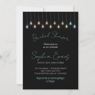 Modern Hanging Lights Black Bridal Shower Invitation