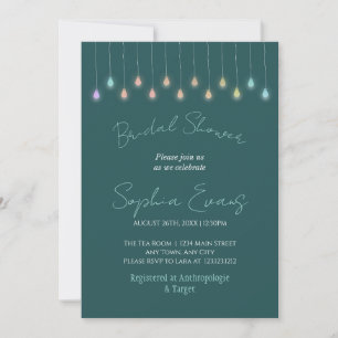 Modern Hanging Lights Green Bridal Shower Invitation