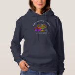 Modern Hanukkah Blessings BARUCH ATAH ADONAI Hoodie<br><div class="desc">Modern, BARUCH ATAH ADONAI Hanukkah Blessings unisex Hoodie. Design shows a gold coloured MENORAH with multicolored STAR OF DAVID and silver grey DREIDEL. At the top there is curved text which says BARUCH ATAH, ADONAI (Blessed are You, O God) and underneath the text reads HANUKKAH BLESSINGS. ALL TEXT IS CUSTOMIZABLE,...</div>