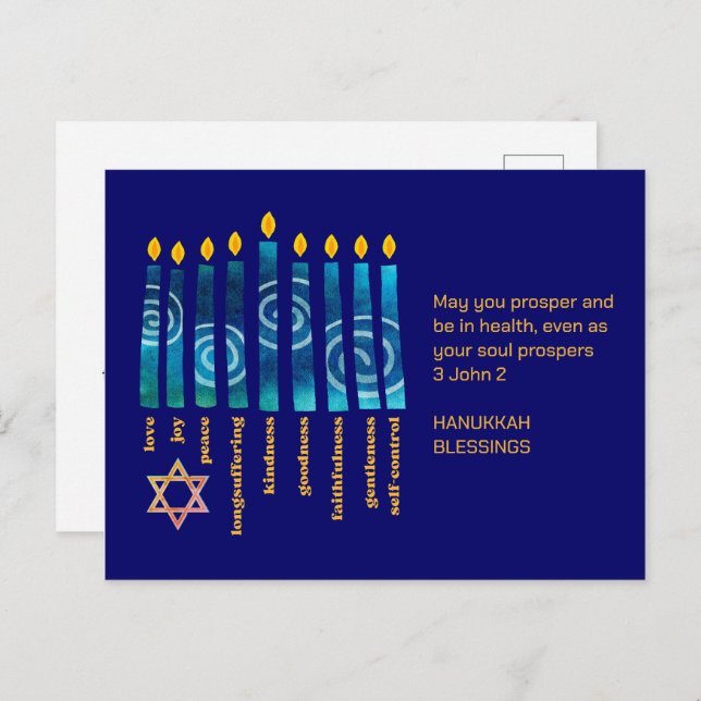 Modern HANUKKAH Christian Messianic  Holiday Postcard (Front/Back)