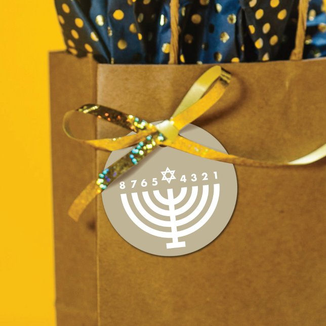 Modern Hanukkah Menorah Beige Favour Tag (Creator Uploaded)