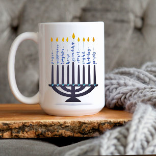 Modern Hanukkah Menorah Festival of Lights Coffee Mug