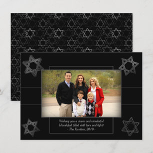 Modern Hanukkah Monochrome Star of David Photo Holiday Card