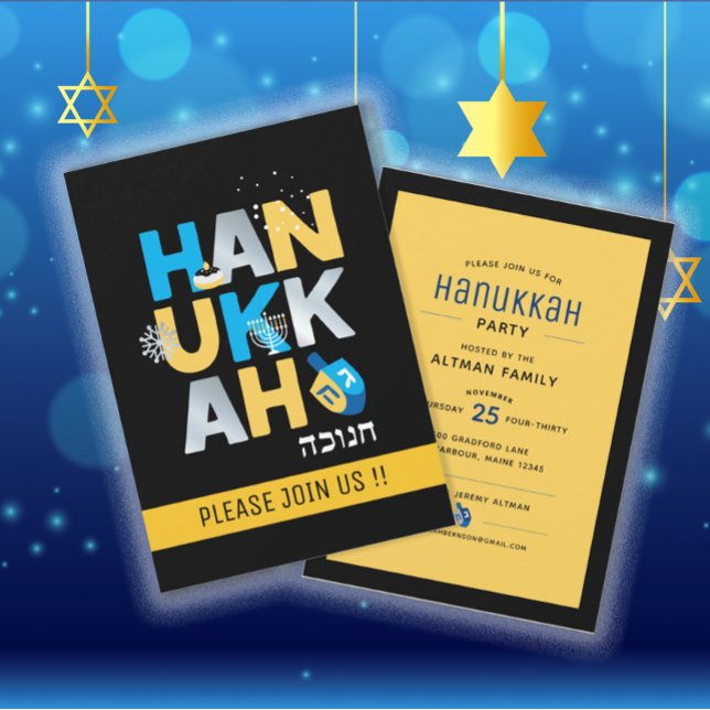 Modern Hanukkah Party Invitation (Creator Uploaded)
