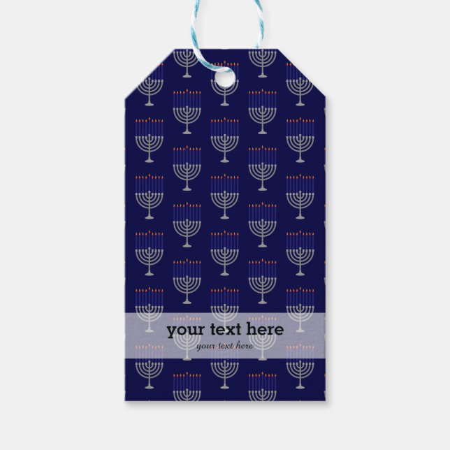 Modern Hanukkah pattern Gift Tags (Front)