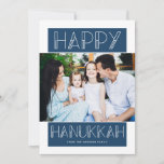 Modern Hanukkah | Photo Holiday Card<br><div class="desc">This simple,  modern Hanukkah card features stylish typography and a fun pattern on the back.  The colour on the front and back can be customised by you,  if desired!</div>