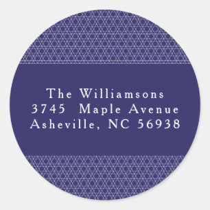 Modern Hanukkah Star Lines Blue Return Address Classic Round Sticker