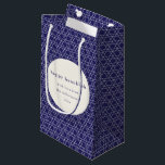 Modern Hanukkah Star Lines Elegant Blue Custom Small Gift Bag<br><div class="desc">Wish friends and family a Happy Hanukkah with this elegant gift bag featuring a modern Jewish star line pattern in vibrant blue and white,  personalised with your photo,  greeting,  and name.</div>