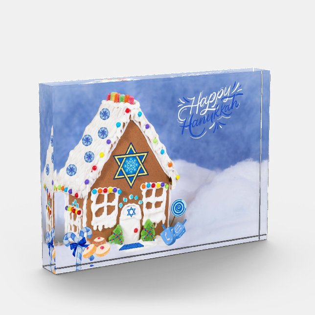 Modern Hanukkah Star of David Gingerbread House Photo Block (Left)