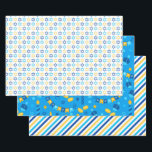 Modern Hanukkah Wrapping Paper Sheet<br><div class="desc">These modern Hanukkah papers with dreidels,  stripes and star of davids will have your packages looking phenomenal!  They are colorful and trendy yet traditional.</div>