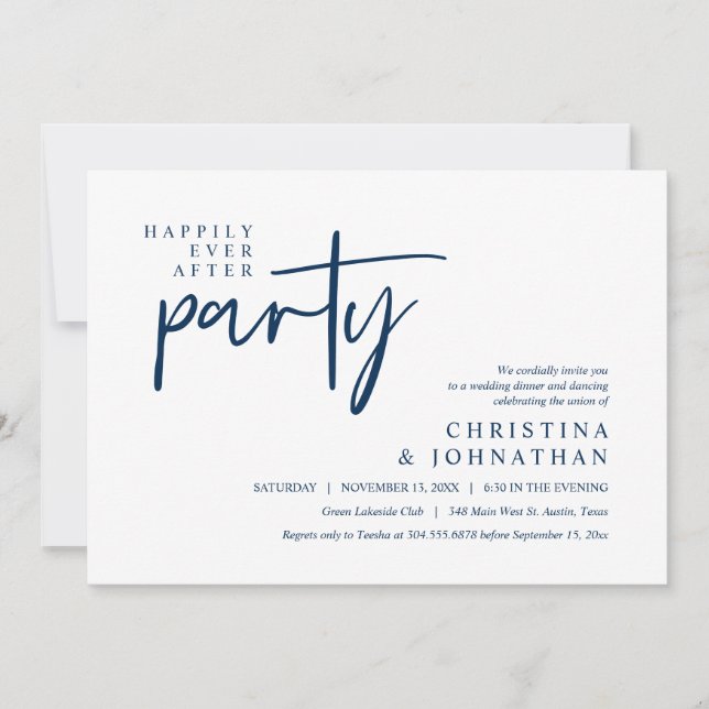 Modern Happily Ever After Party Wedding Dinner Invitation (Front)