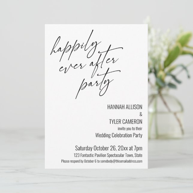 Modern Happily Ever After Party Wedding Reception Invitation (Standing Front)